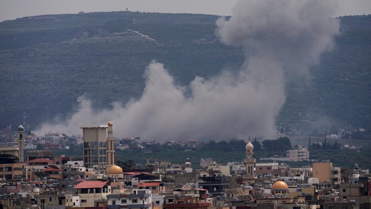 Smoke rises following an Israeli airstrike