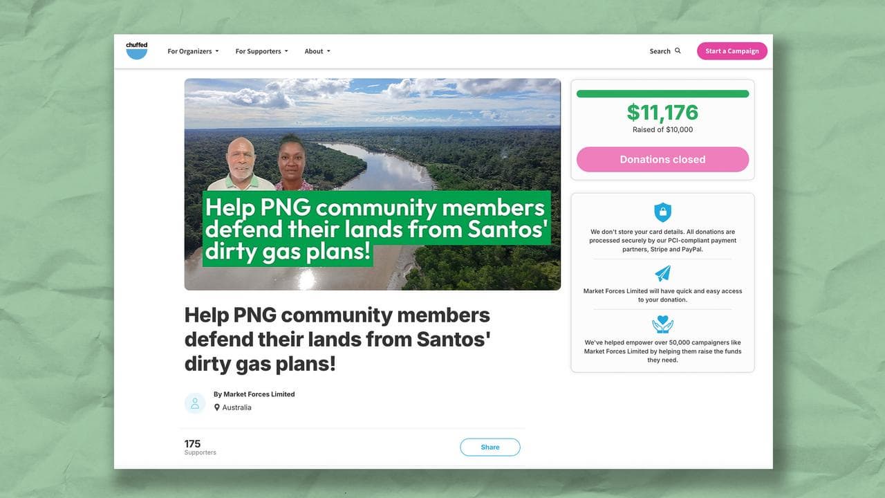 Screenshot of a fundraiser