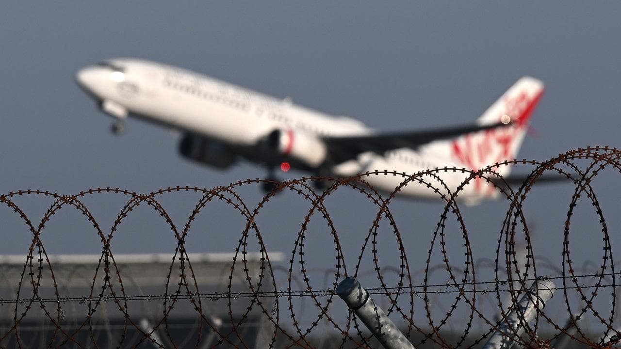 Virgin Australia aircraft departs from Brisbane Airport