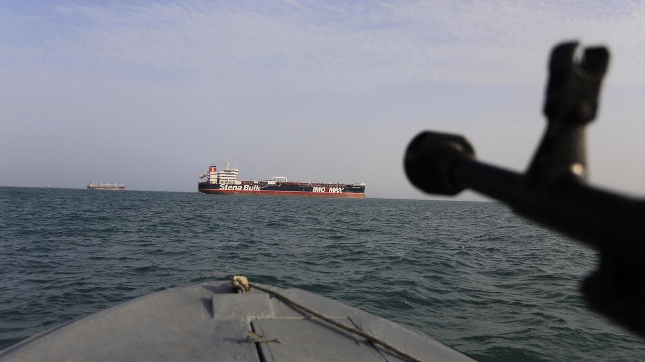 An oil tanker in the Strait of Hormuz