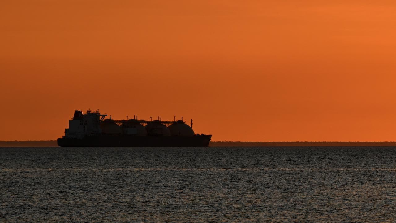 An LNG (Liquefied natural gas) carrier ship