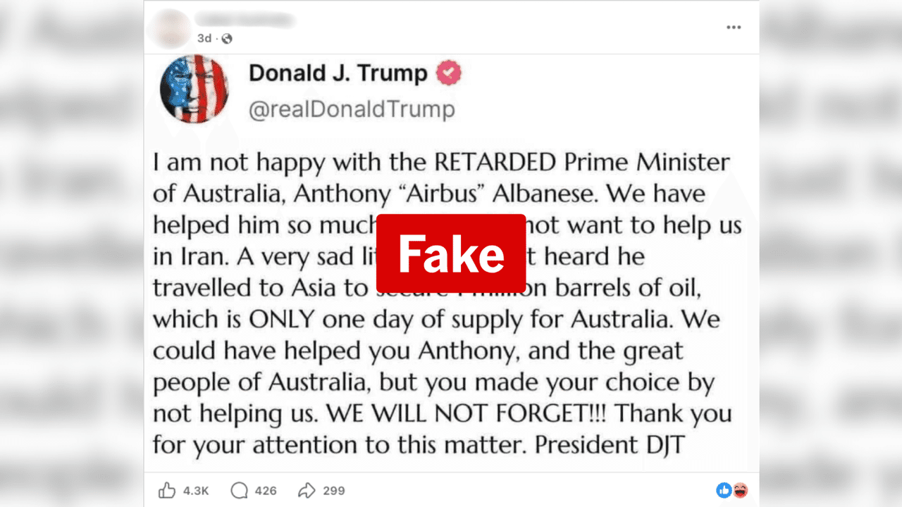 A screenshot of a Facebook post.