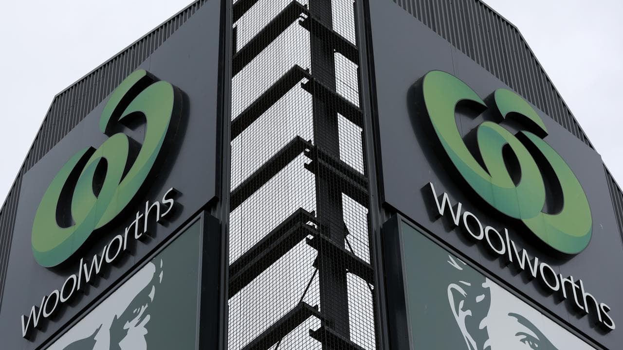 Woolworths supermarket signage is seen in Melbourne