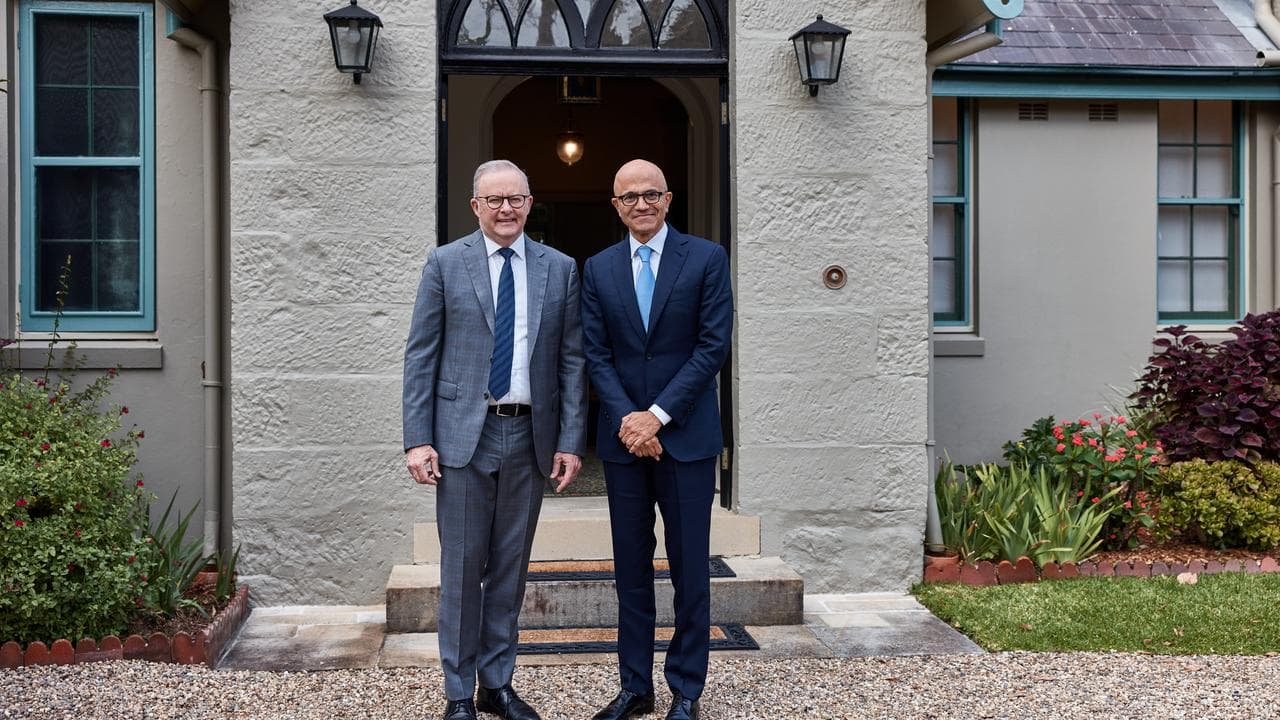 Anthony Albanese and Satya Nadella