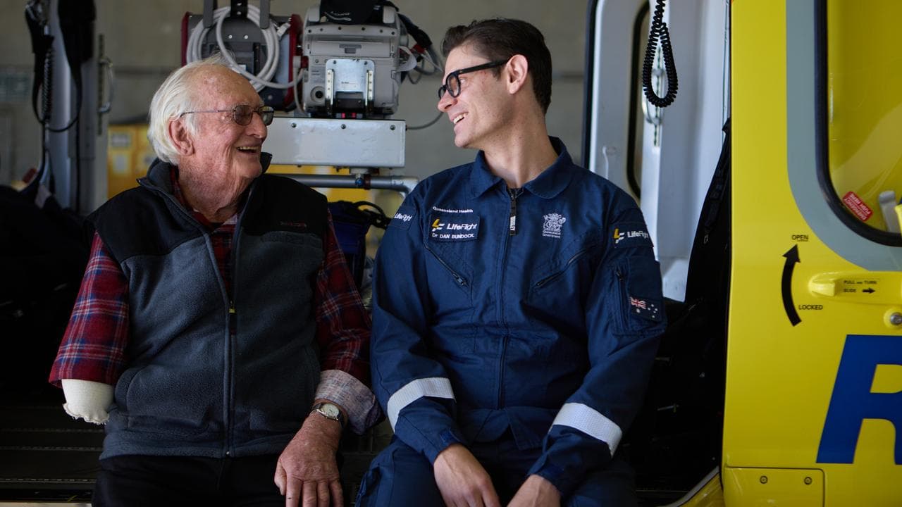 Clive Weie with LifeFlight doctor Daniel Bundock