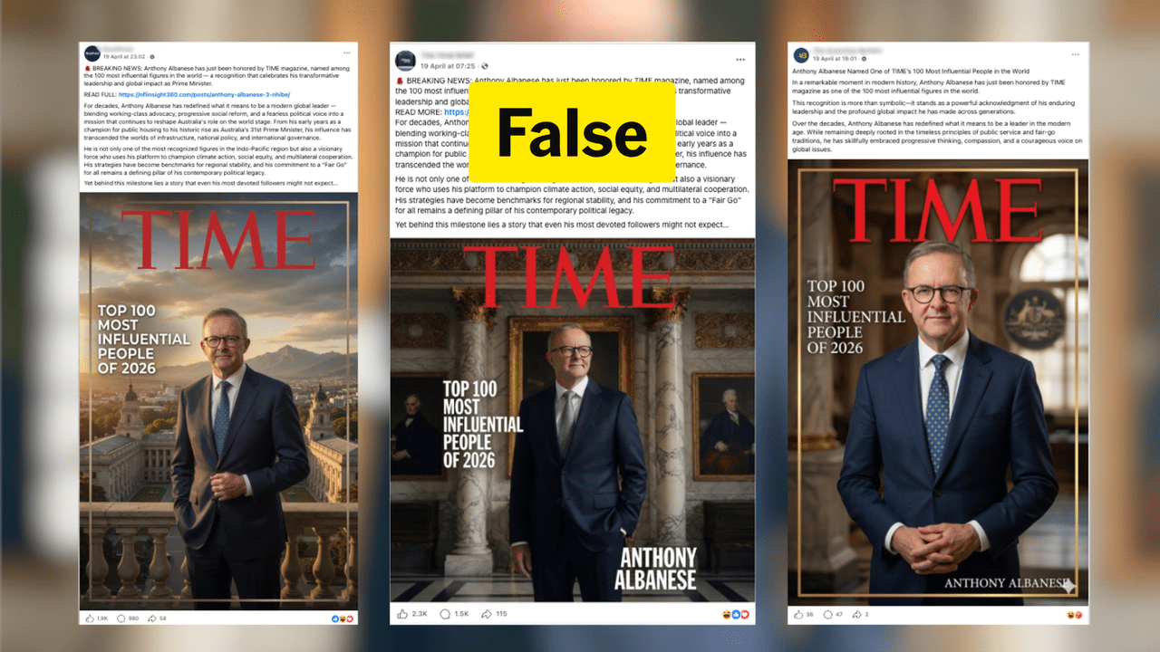 Screenshots of three Facebook posts.