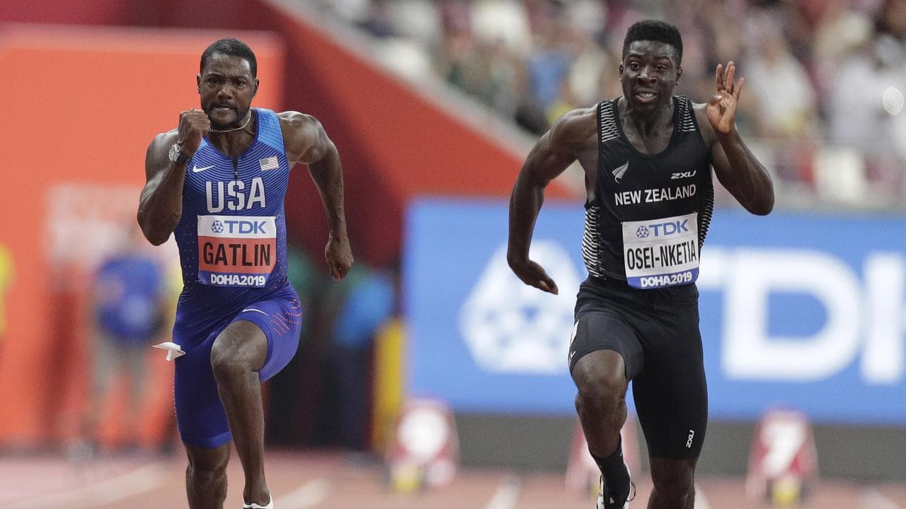Justin Gatlin and Eddie Nketia.