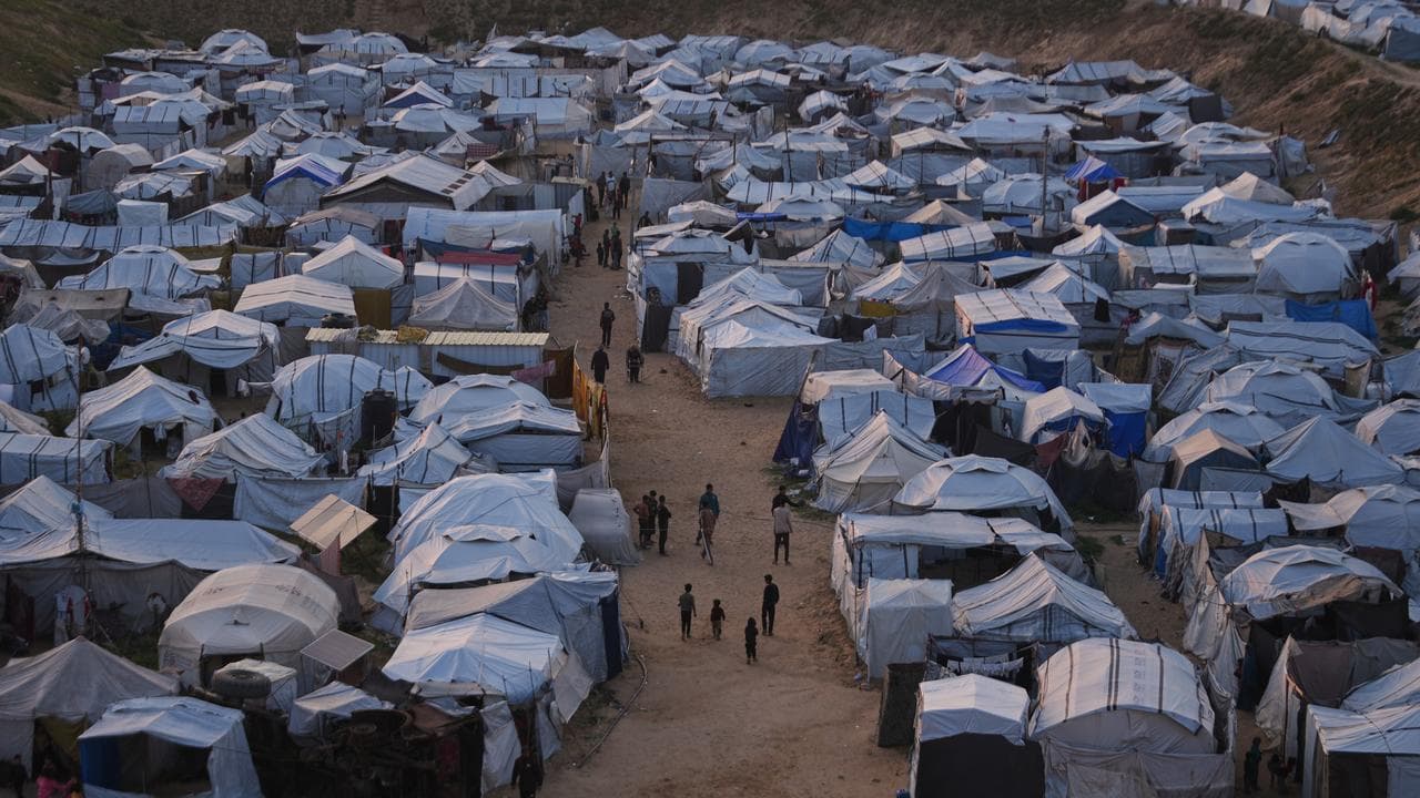 A makeshift camp for displaced people in Khan Younis