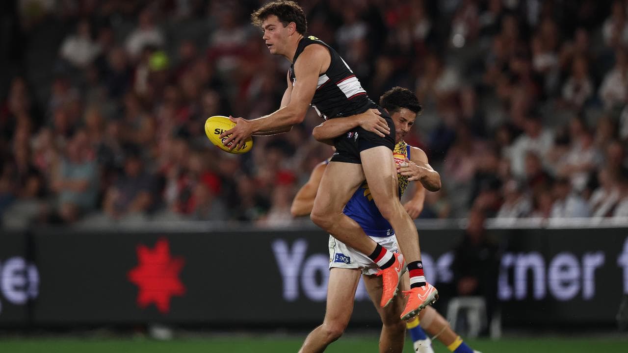Liam Duggan tackles Jack Carroll.