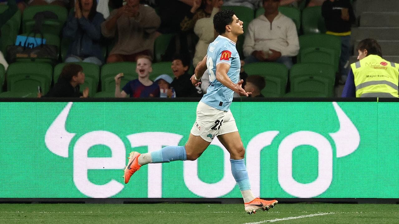 Marcus Younis of Melbourne City celebrates scoring a goal