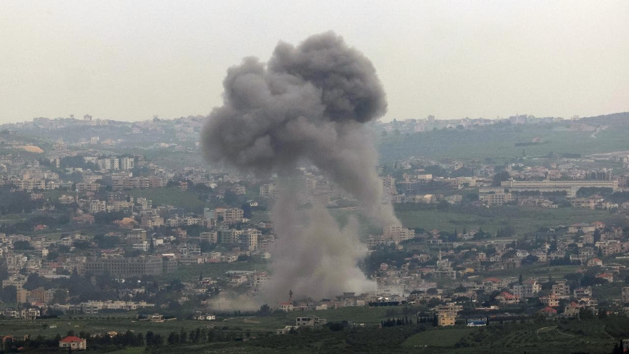 Israeli soldiers operate on the Lebanese side of the border