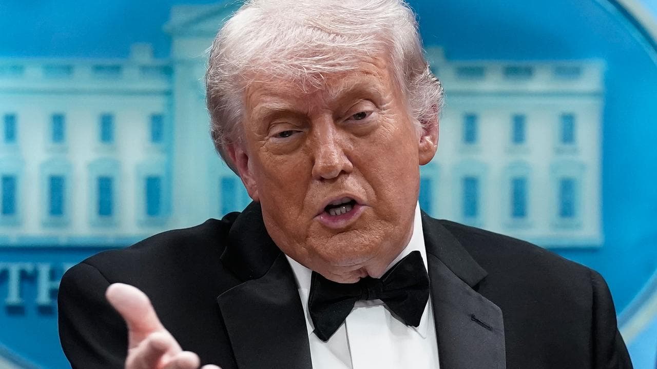 US President Donald Trump speaks to reporters at the White House