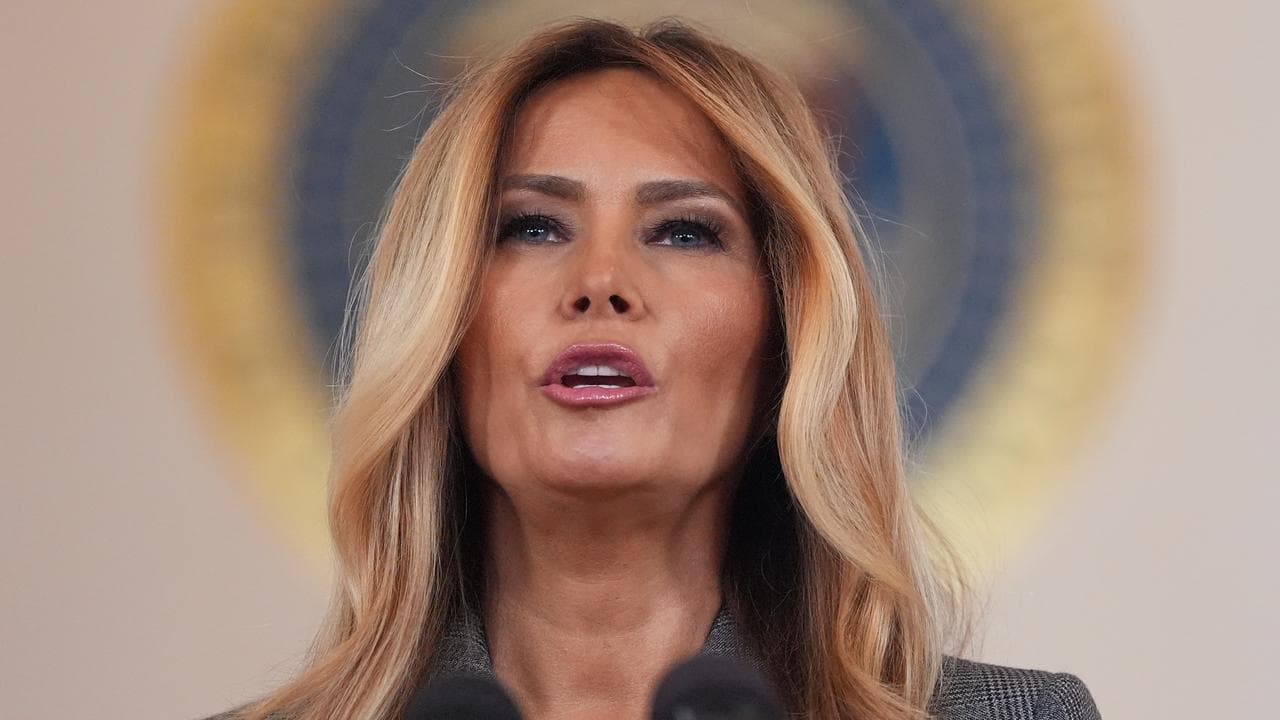 First lady Melania Trump speaks at the White House