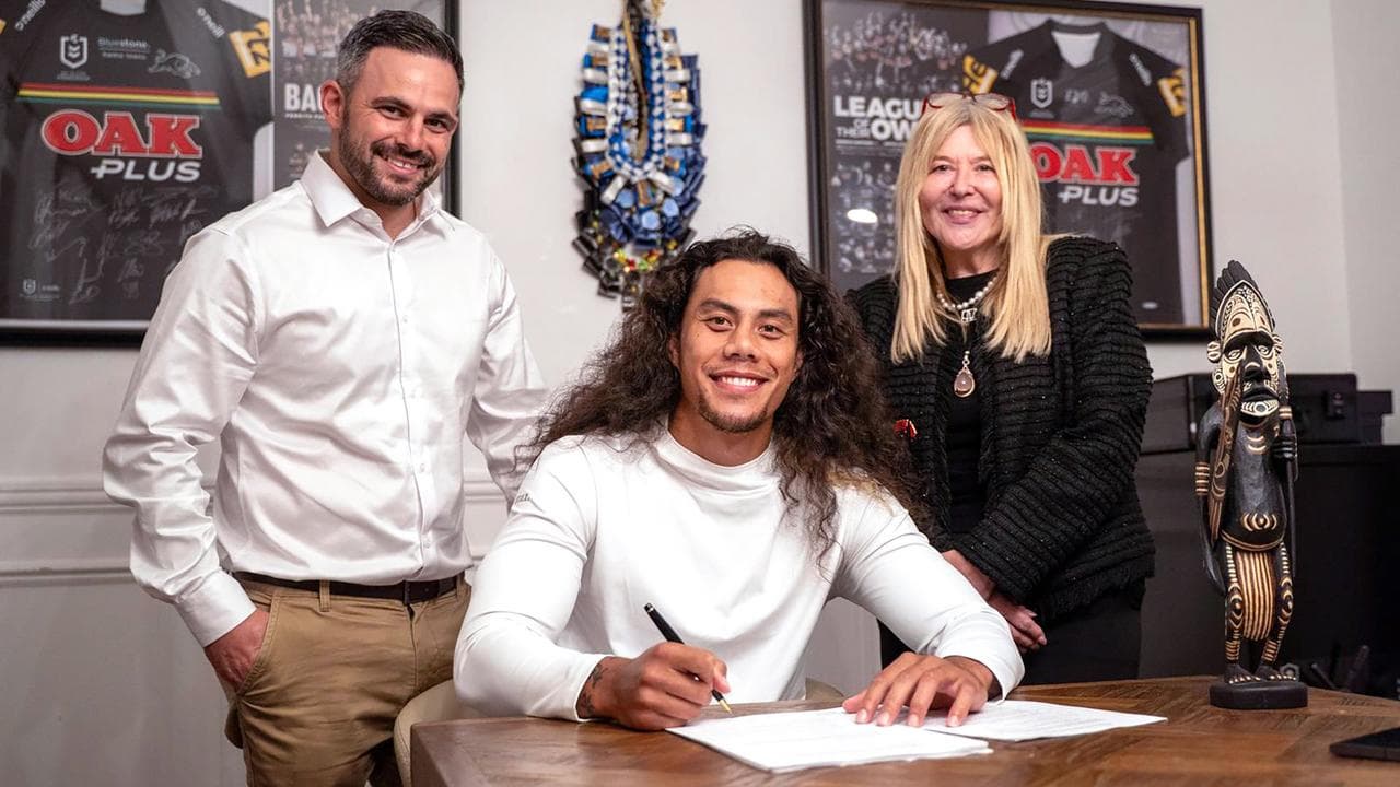 Jarome Luai,  Michael Chammas and Chiefs CEO Lorna McPherson.