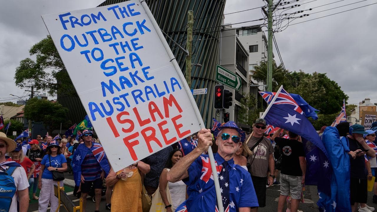Supporters attend an anti-immigration in Sydney