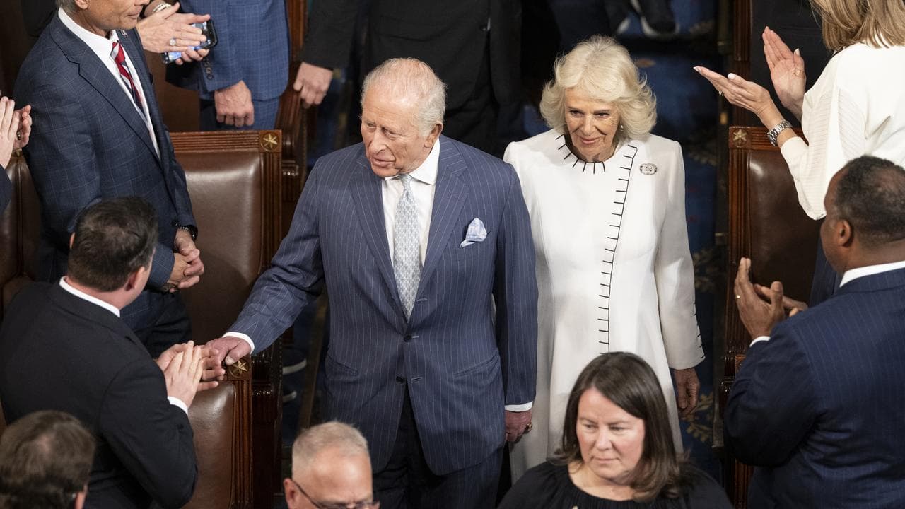 King Charles and Queen Camilla arrive for a joint session of Congress