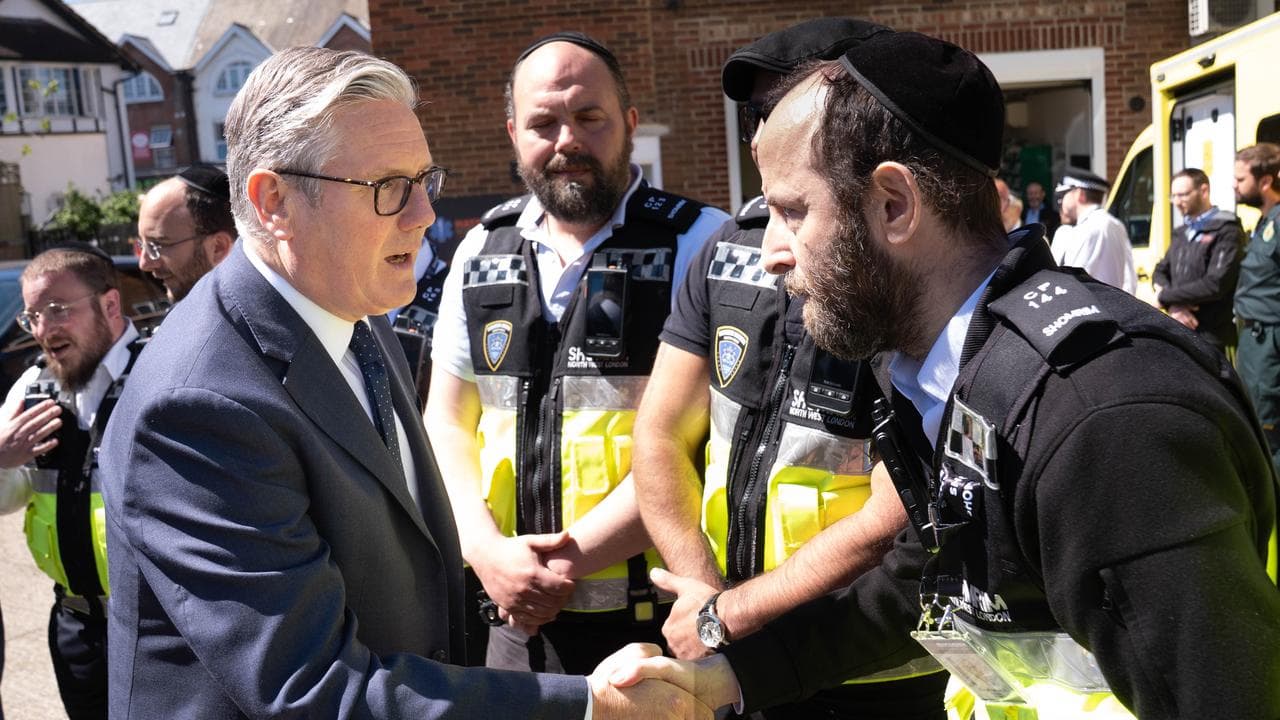 Britain's Prime Minister Keir Starmer visits Golders Green in London