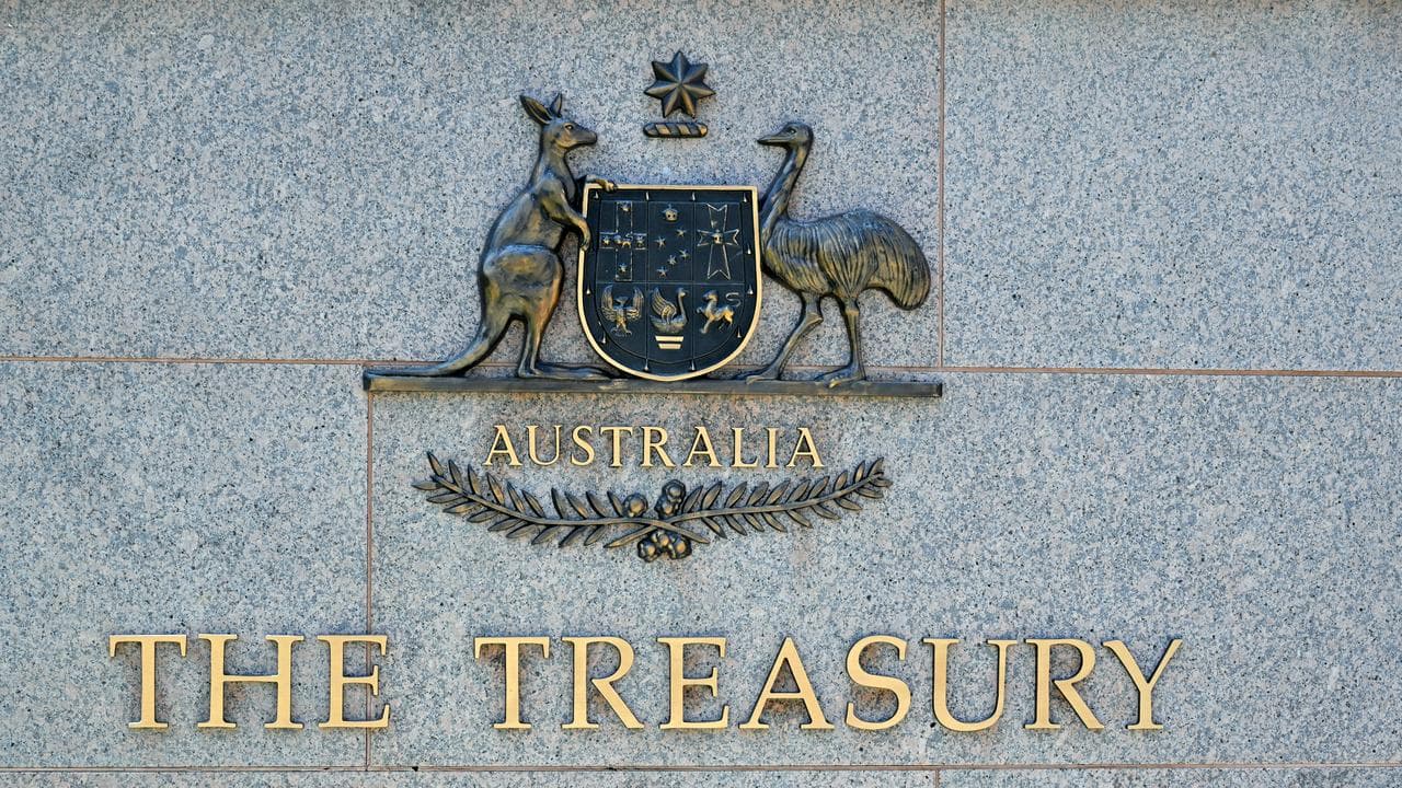 A general view of the Treasury building in Canberra,