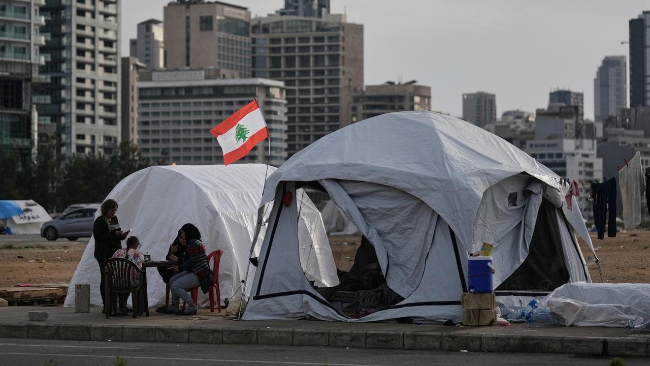 Displaced people who fled Israeli strikes
