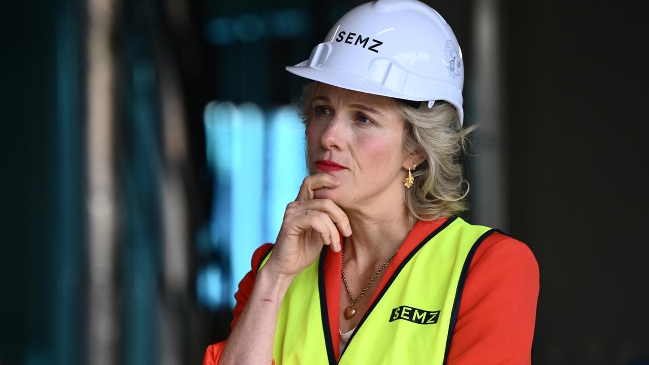 Housing Minister Clare O’Neil at a building site.
