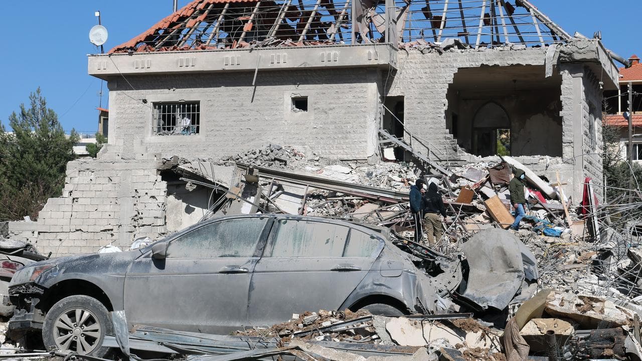 A building damaged in an Israeli strike in eastern Lebanon.