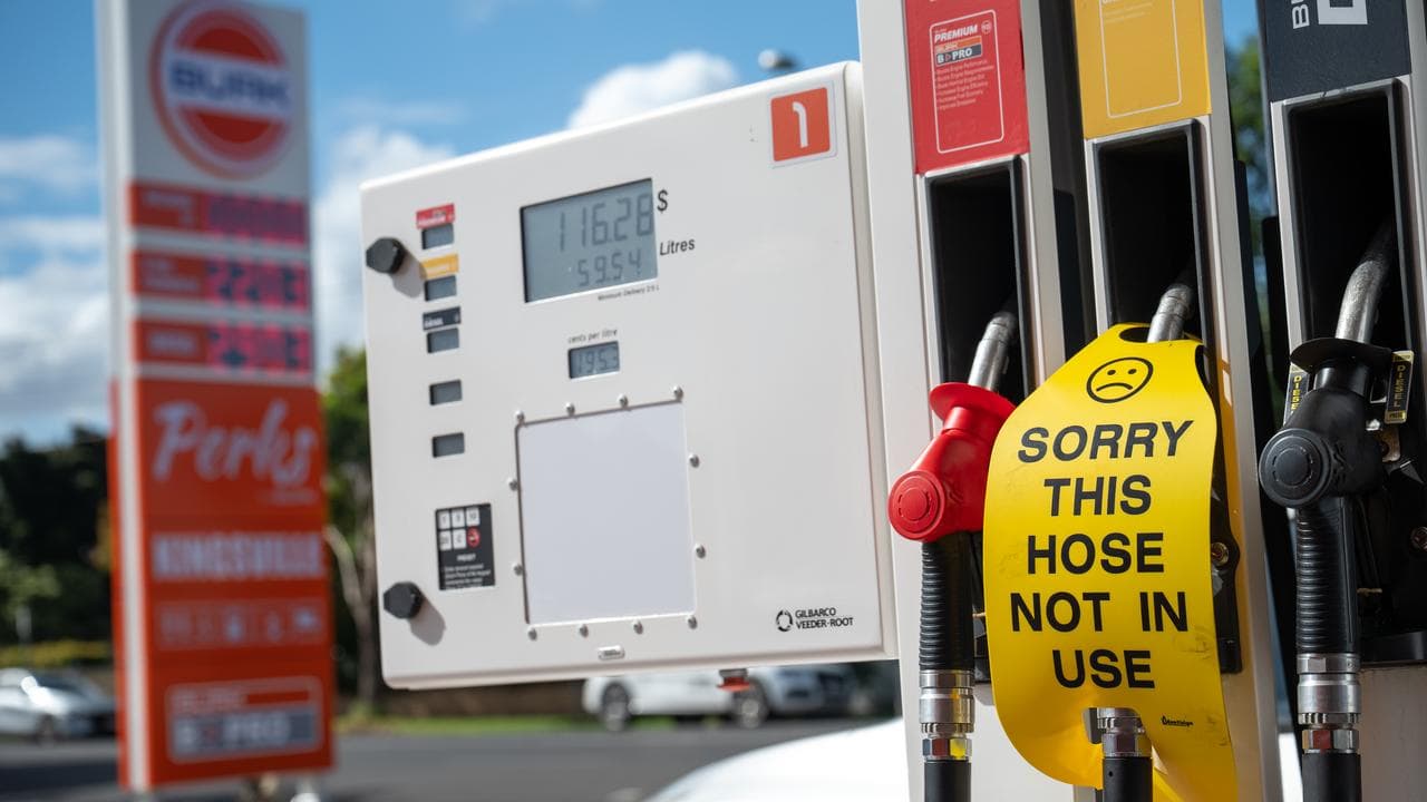 A service station with no unleaded fuel