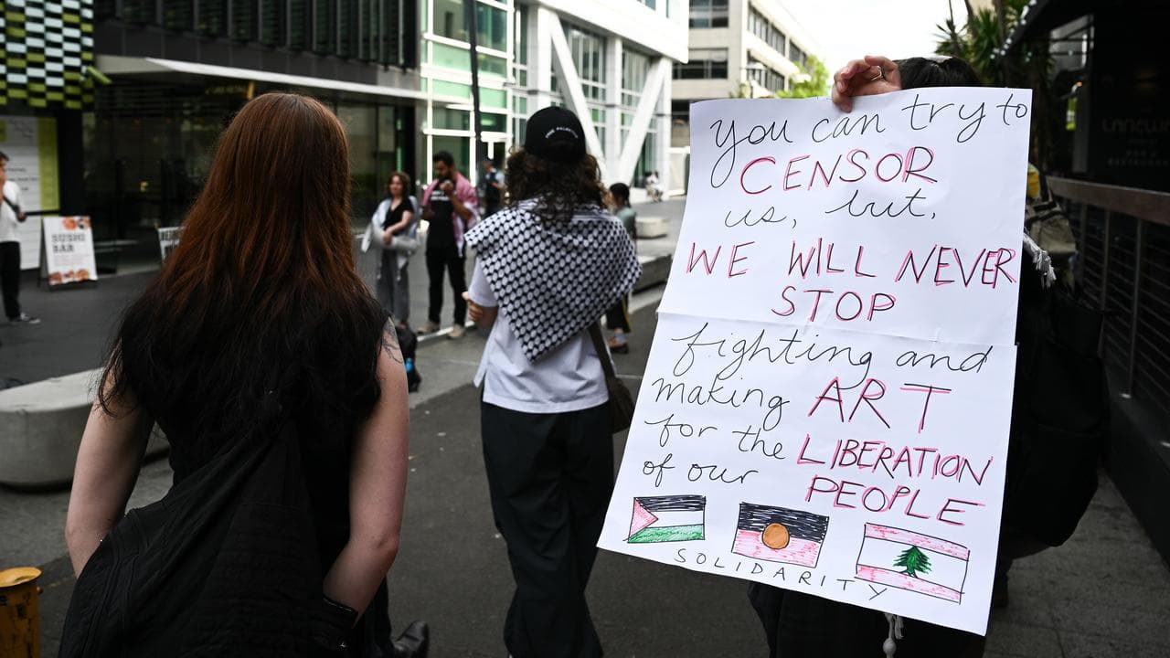 Venice Biennale protesters in Sydney