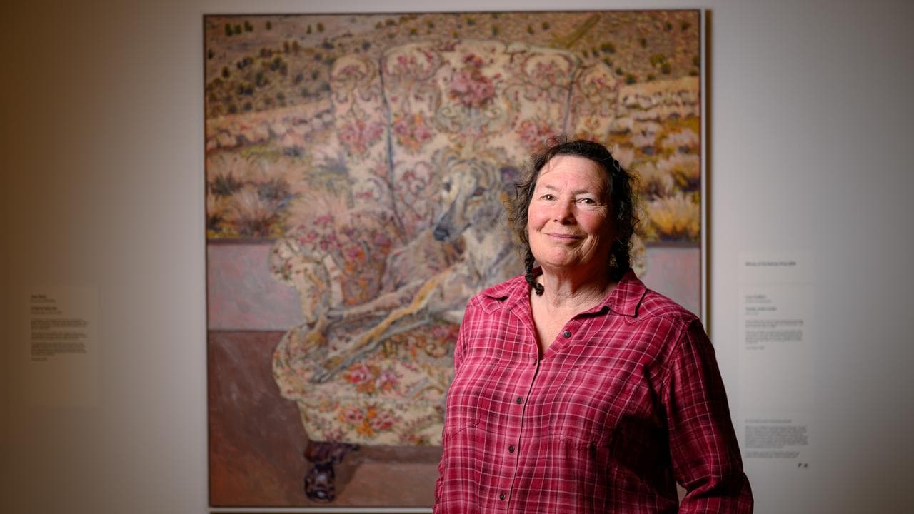 Lucy Culliton and her painting Toolah, artist model,