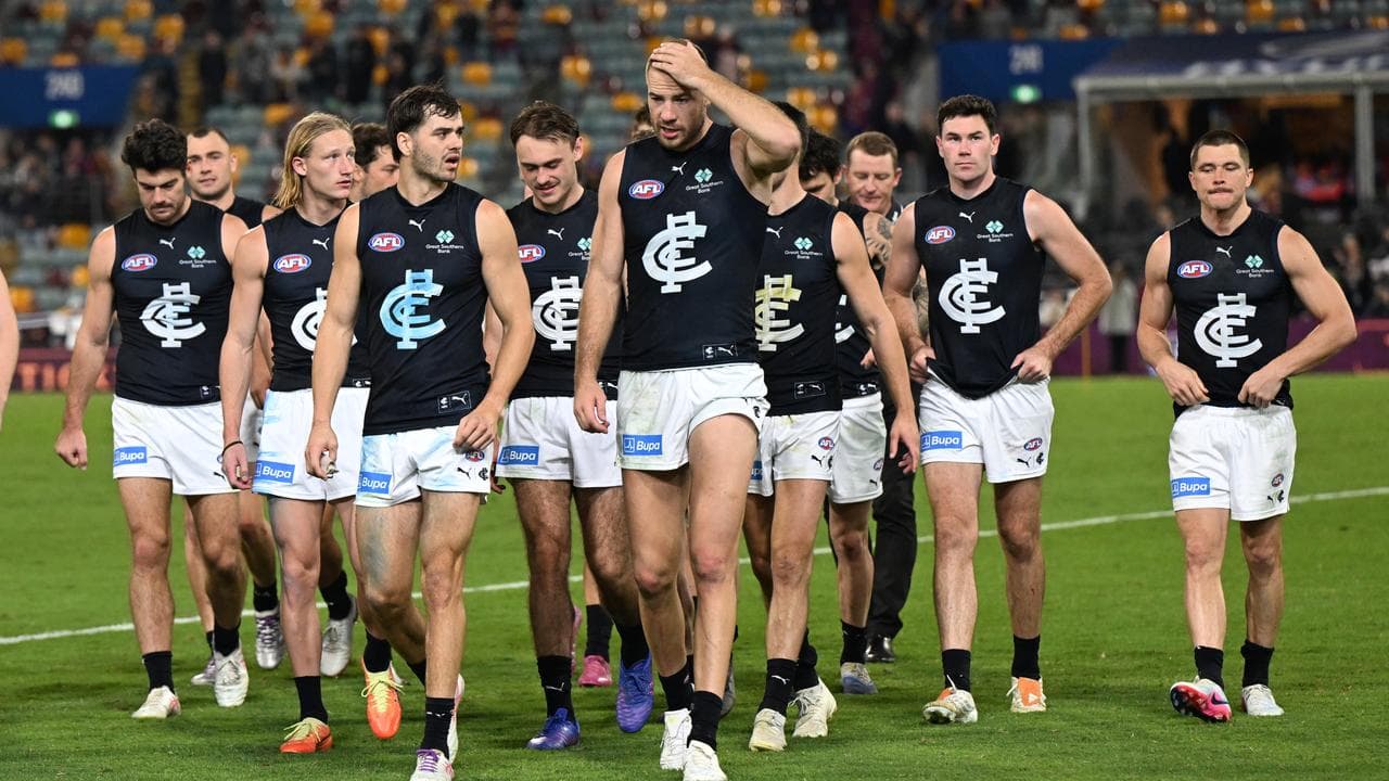 Carlton players at the Gabba