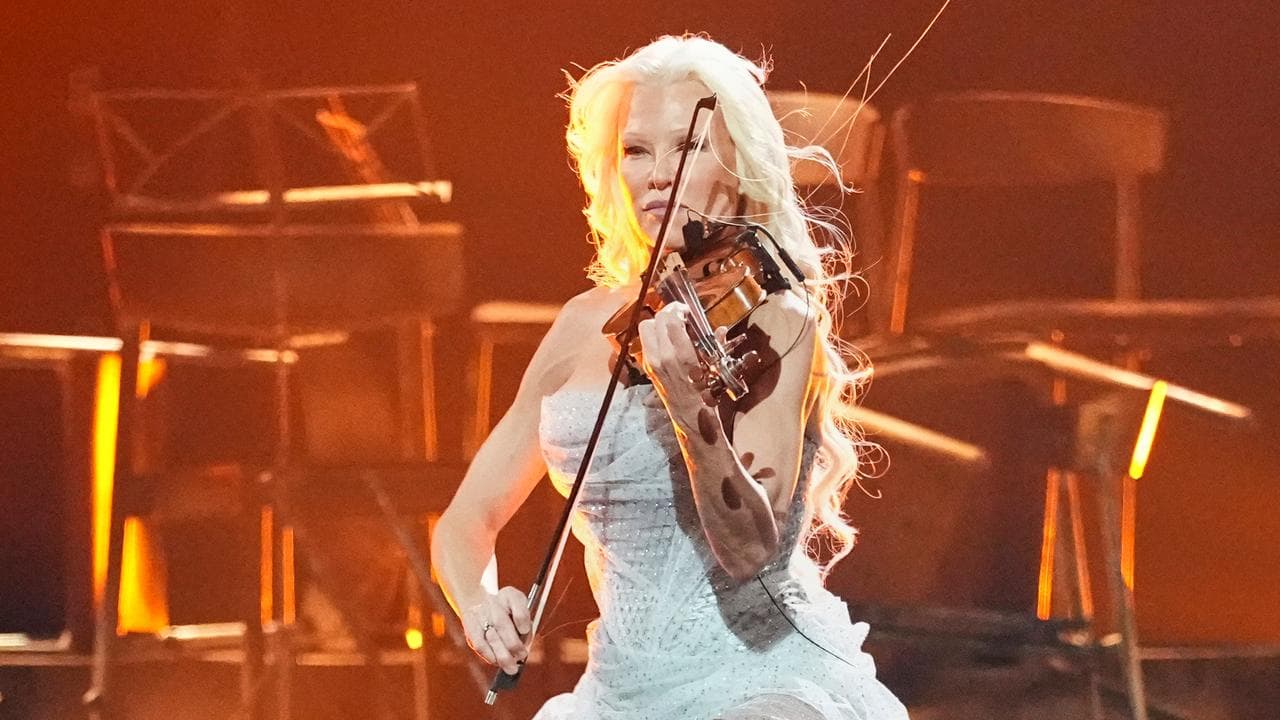 Linda Lampenius from Finland performs Liekinheitin at Eurovision