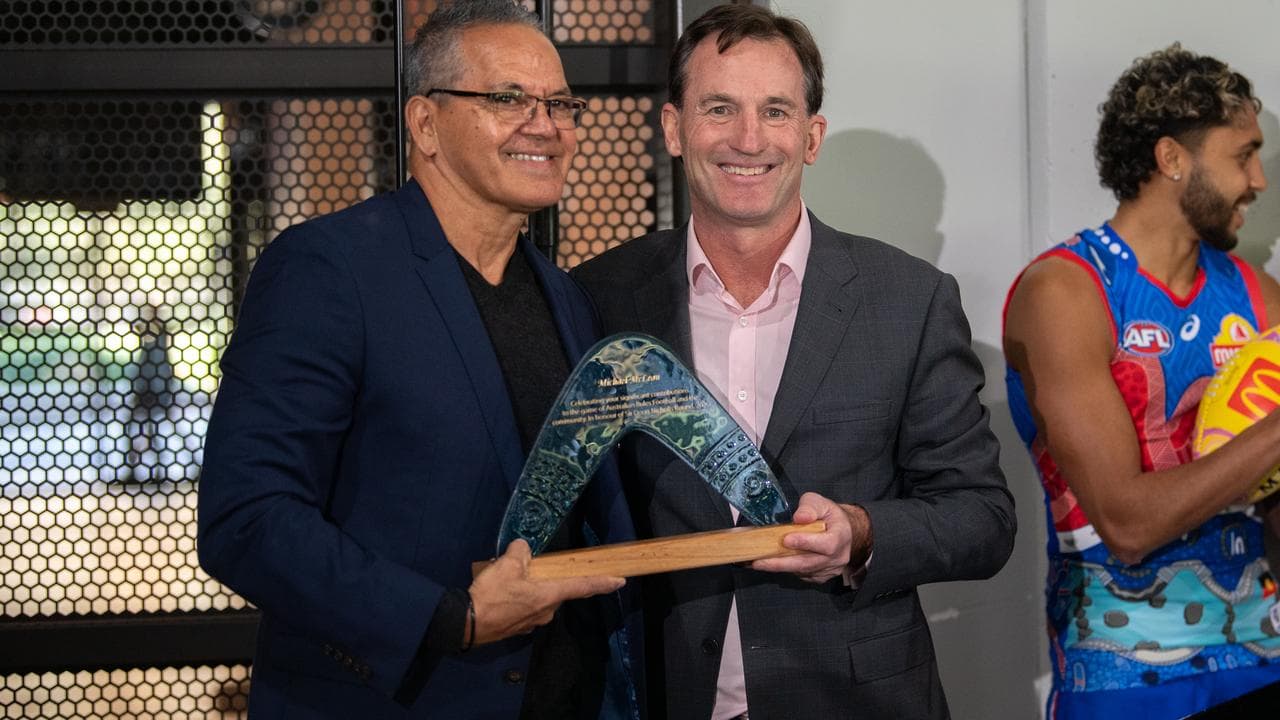 Michael McLean and AFL chief Andrew Dillon