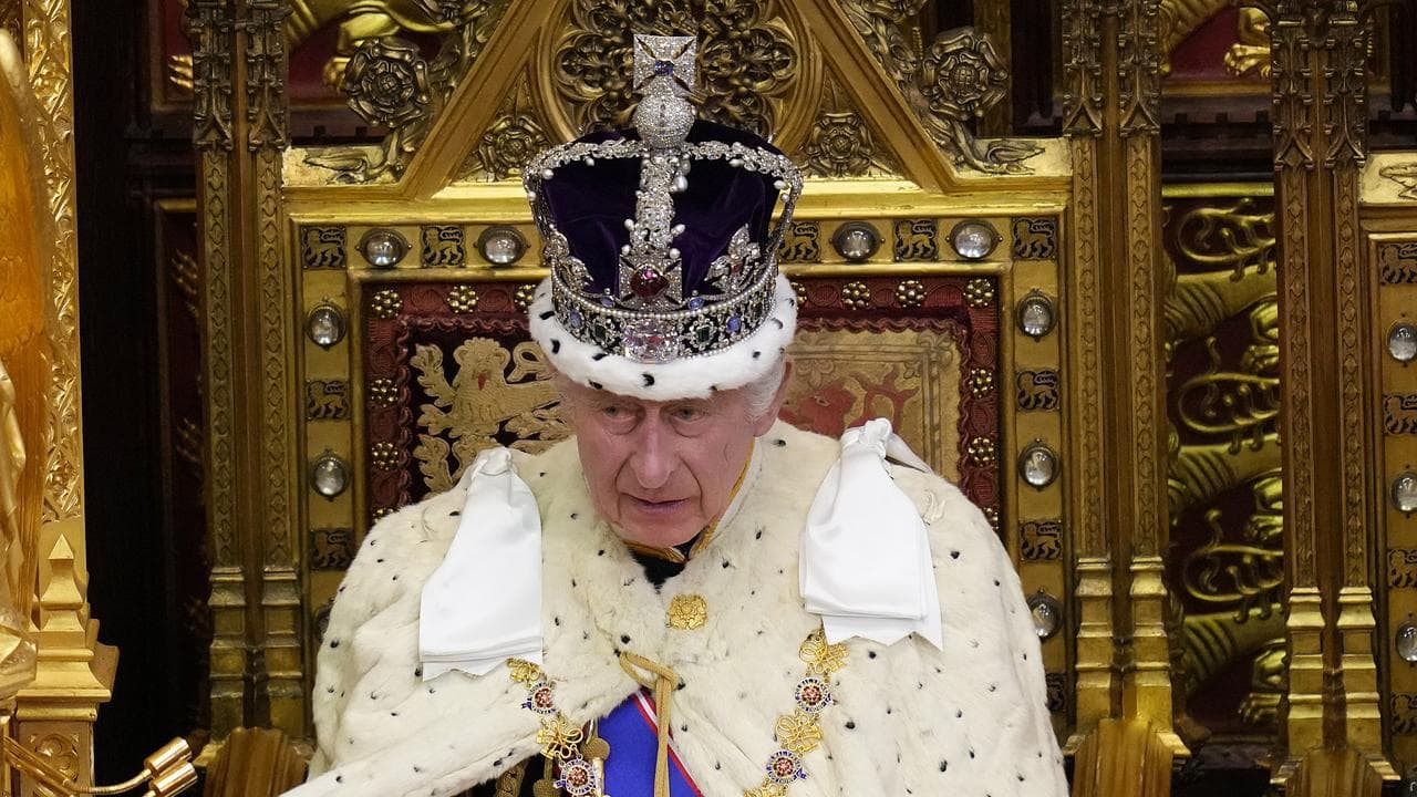King Charles III speaks during the State Opening of Parliament in 2023