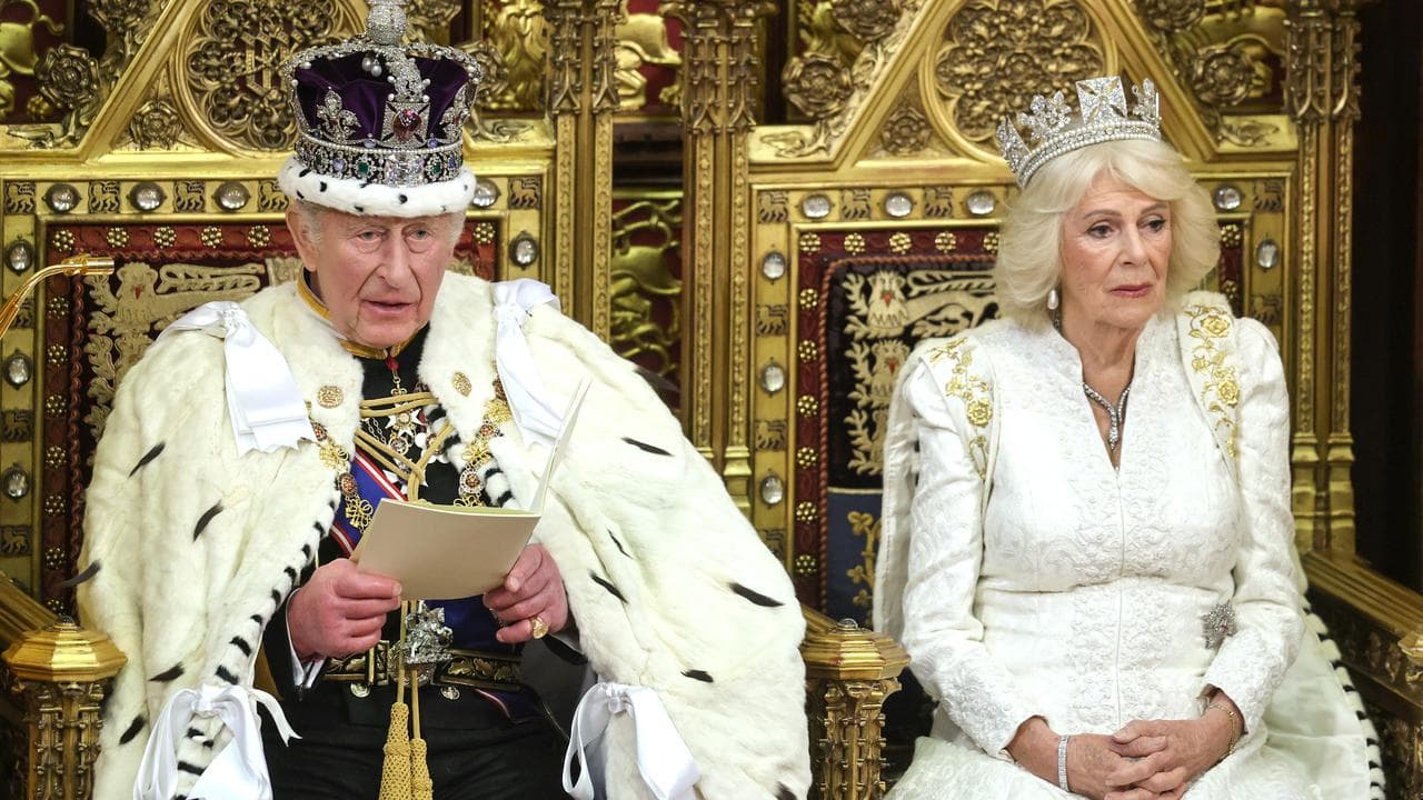 King Charles III and Queen Camilla at the opening of parliament