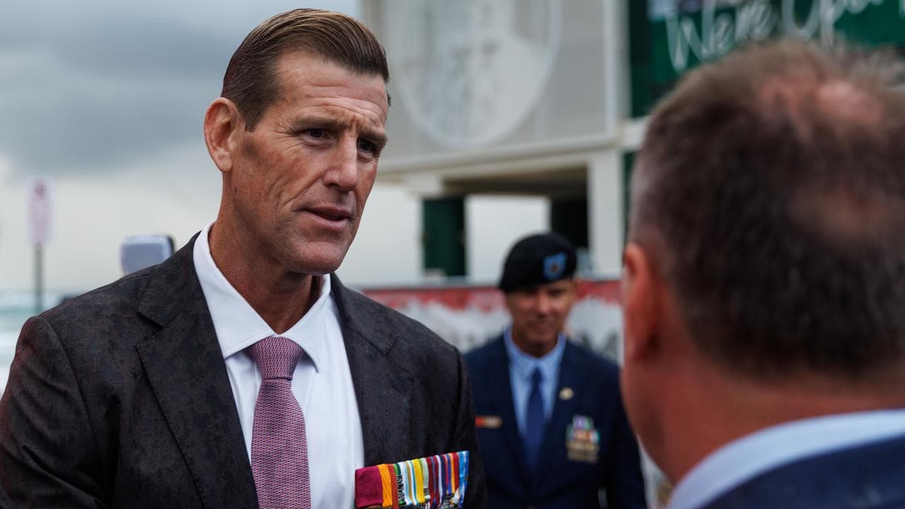 Ben Roberts-Smith is seen the Anzac Day dawn service in the Gold Coast