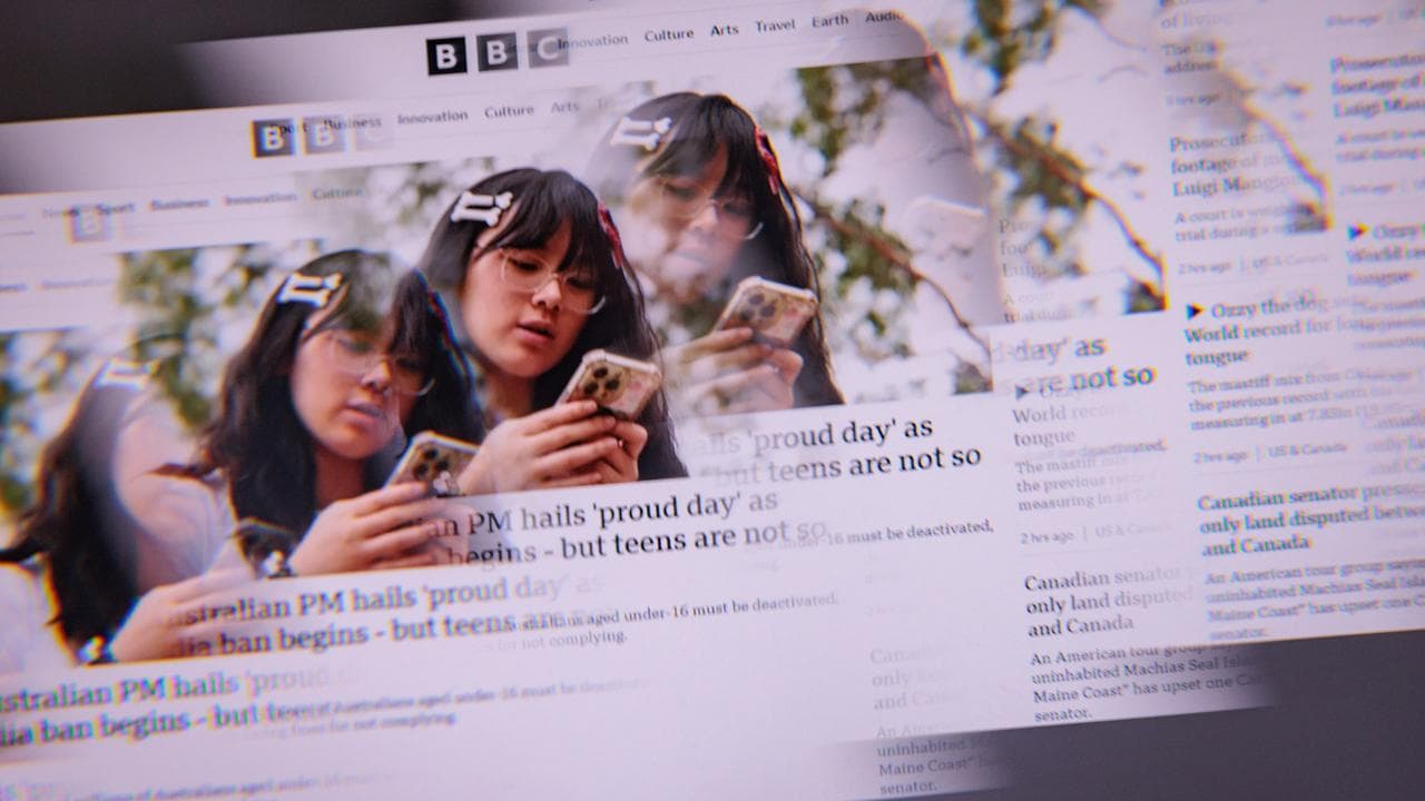 A stock image of social media ban headlines