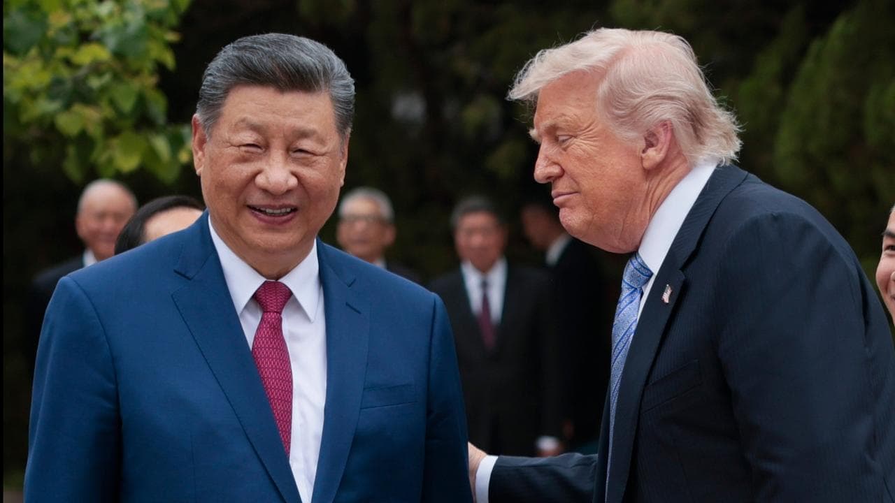 Presidents Xi Jinping and Donald Trump in Beijing