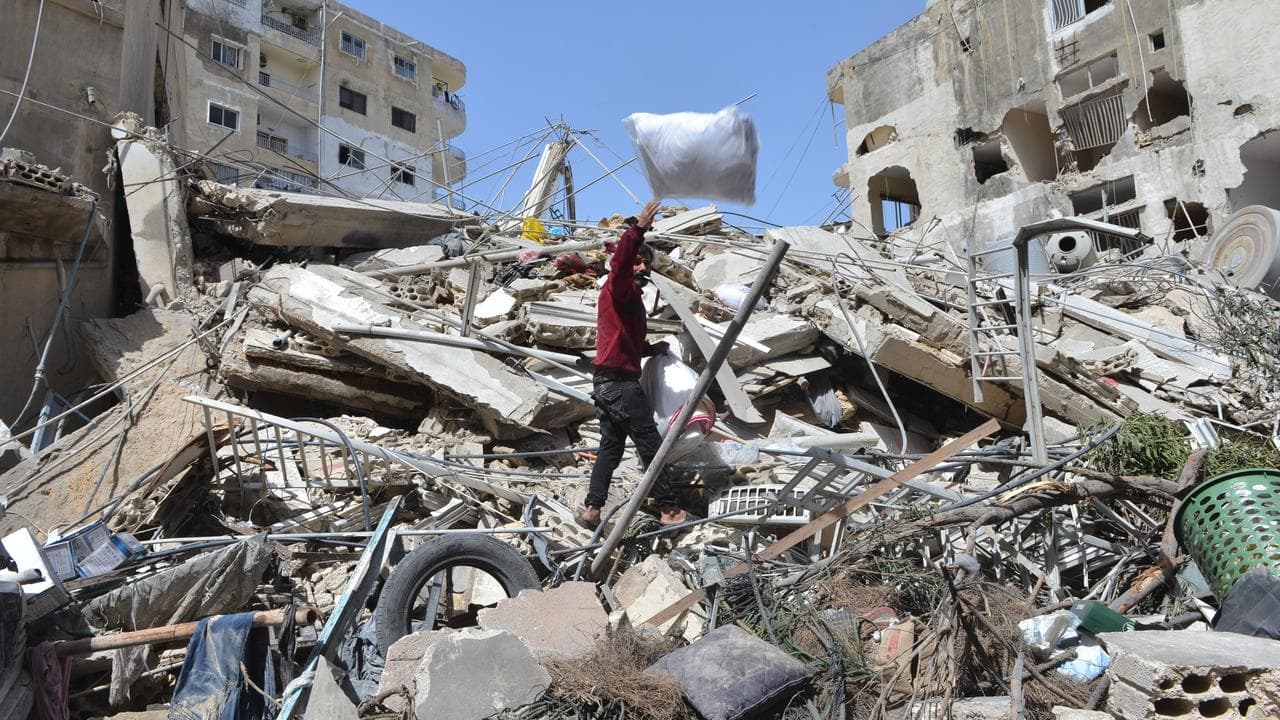 A building destroyed in an Israeli air strike in southern Lebanon