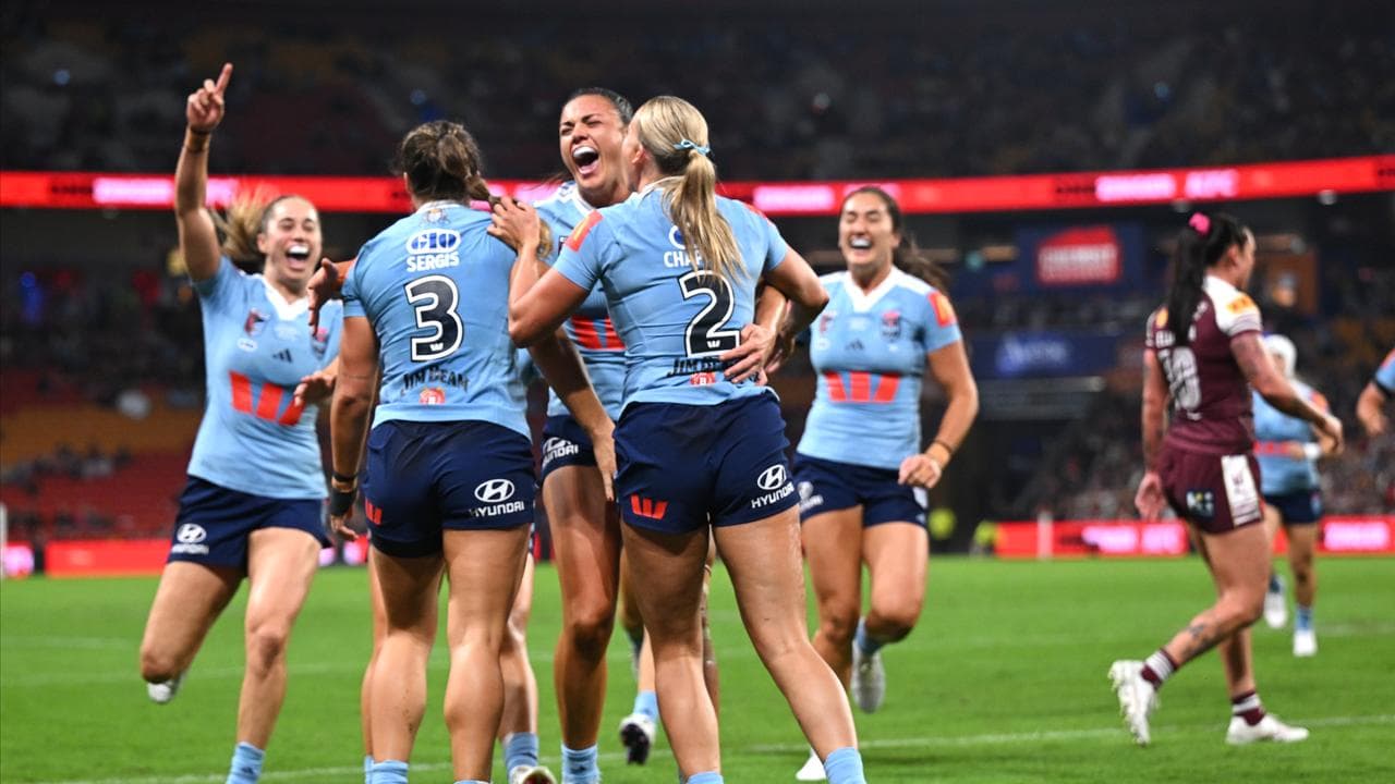 Celebrating NSW players.