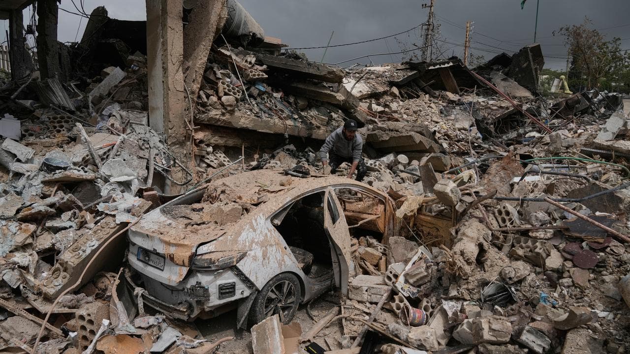 Rubble after Israeli air strikes in Tyre, southern Lebanon