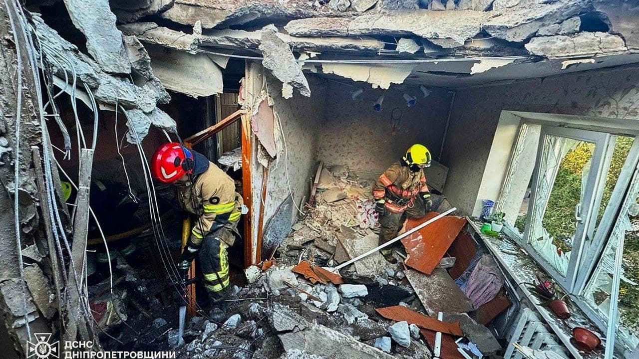 A building after a Russian strike in Dnipropetrovsk, Ukraine