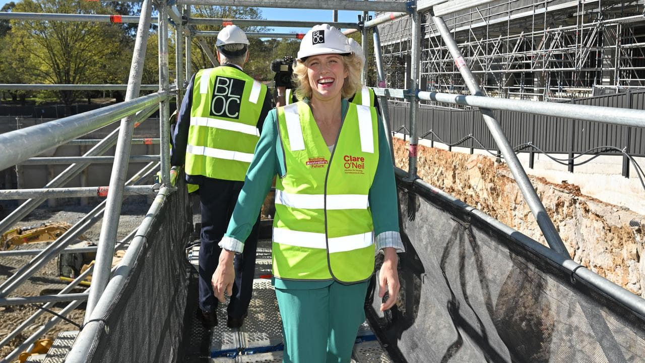 Clare O’Neil visits an apartment construction site.