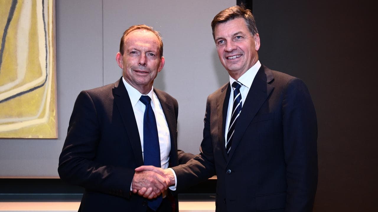 Tony Abbott and Angus Taylor