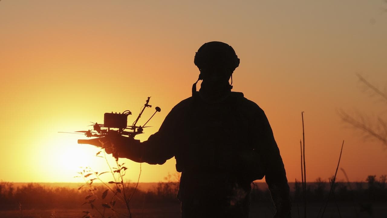 Ukrainian soldier with a drone