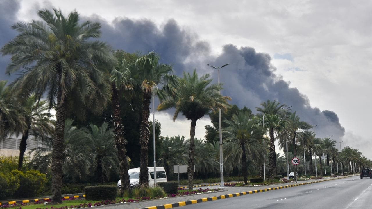 Smoke rises from Iranian attack in Kuwait (file image)
