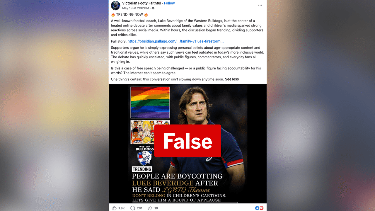 A screenshot of a Facebook post.