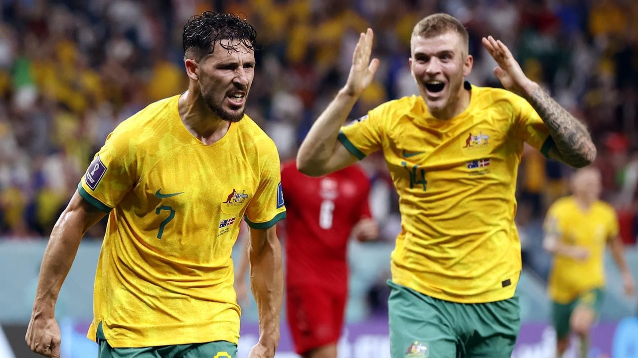 (L-R) Mathew Leckie and Riley McGree.