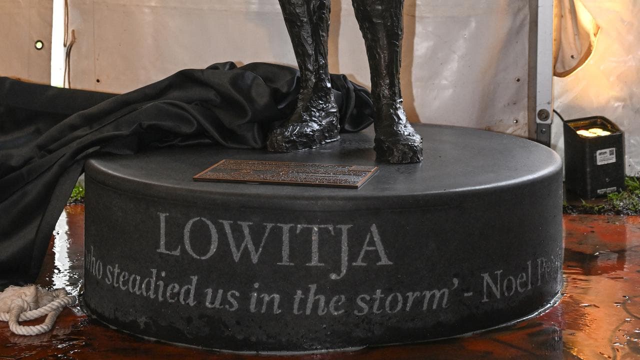 Heavy rain flooded the marquee during the unveiling
