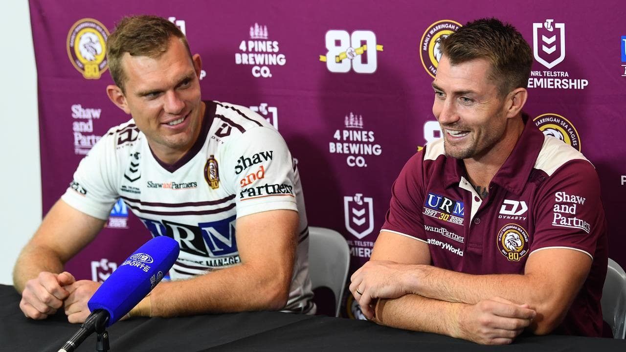 (L-R) Tom Trbojevic and Manly Kieran Foran.
