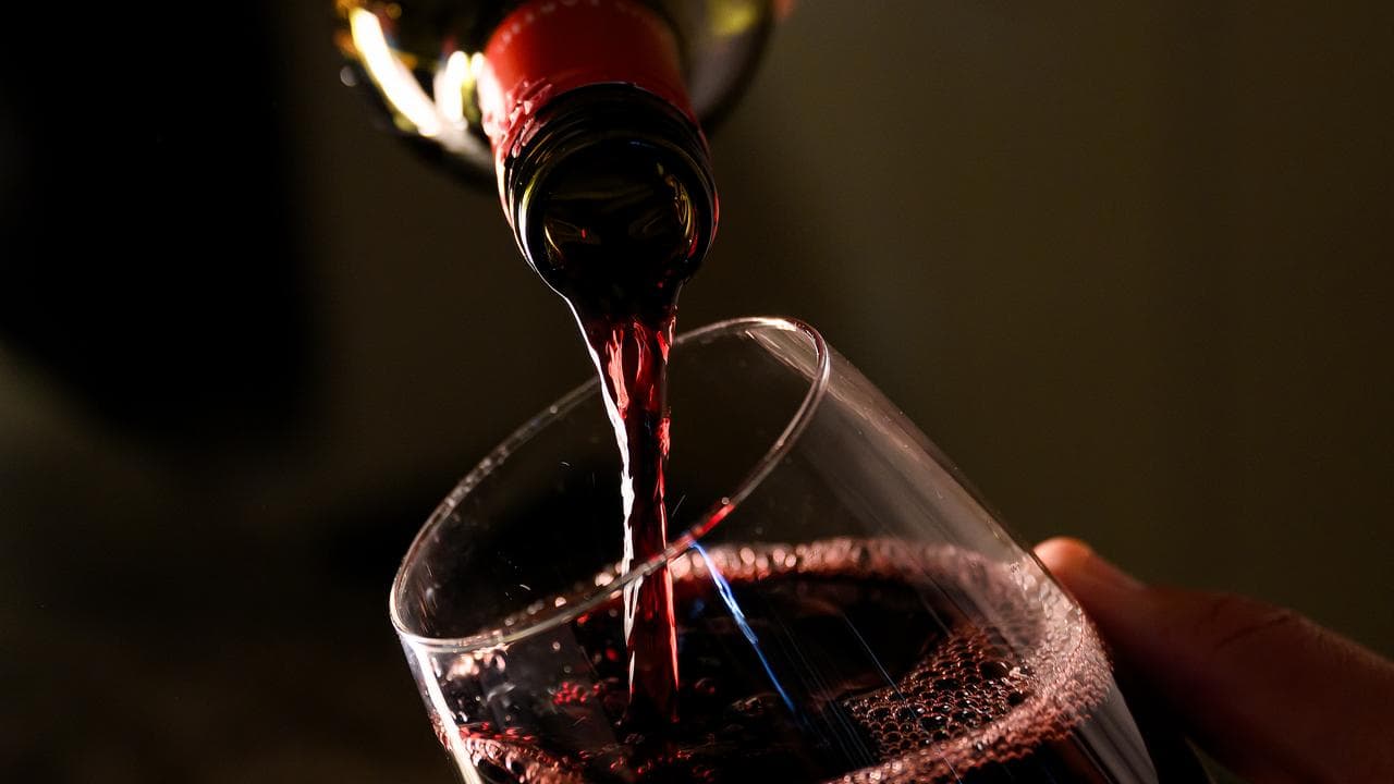 A glass of red wine