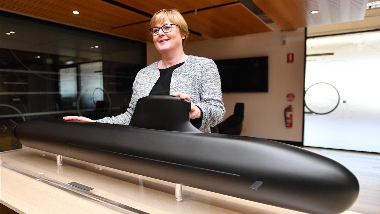 Linda Reynolds with model of submarine (file)